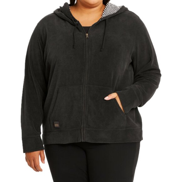 LAUREN Ralph Lauren | Black Terry Cloth Full Zip Hoodie Athleisure | Size 2X - Picture 1 of 12